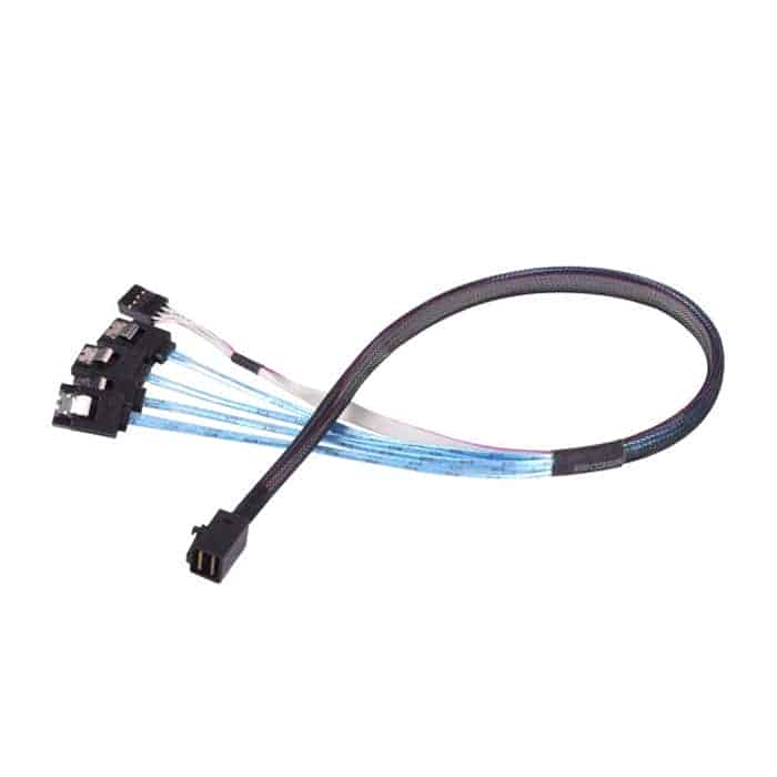 (image for) Silverstone 60cm SST-CPS05-RE 12Gb MiniSAS HD SFF-8643 to SATA 7pin+ Sideband cable